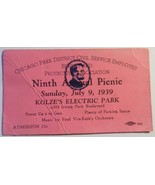 Chicago Park District Civil Service 1939 Ticket Stub Fred VonRath&#39;s Orch... - $284.15 MXN
