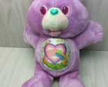 Care Bears Purple  Share Bear 1992 rainbow hearts Green Ears Nose Pink Hair - $19.79