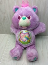Care Bears Purple  Share Bear 1992 rainbow hearts Green Ears Nose Pink Hair - £15.63 GBP