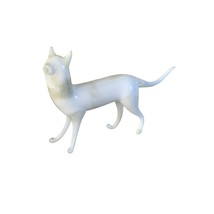 Blown Glass White Wolf figure Vintage 2 inch tall - $18.76