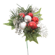 Floral Ornament Pick Silver/Red, 4.5 X 7.5 Inches - £12.97 GBP