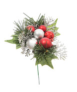 Floral Ornament Pick Silver/Red, 4.5 X 7.5 Inches - $24.36 CAD