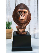 Rainforest Silverback Gorilla Head Bust Statue in Bronze Electroplated F... - $73.75 CAD