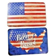 Born and Raised USA Flag Placemats Plastic Reversible Red White Blue 2-P... - $349.58 MXN