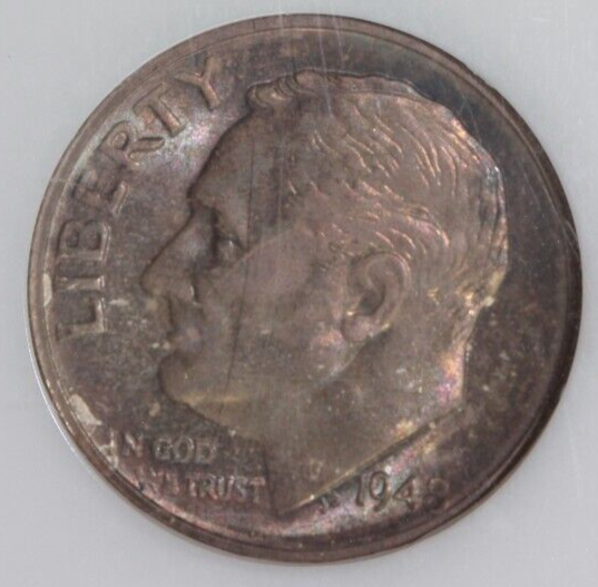Rainbow Toned 1948 S MS 65 Roosevelt Dime NGC Certified Authentic Slab O... - $23.46