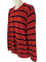 Ralph Lauren Mens L Red Nautical Stripe Cotton Knit Crew Sweater - £14.80 GBP