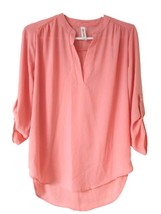 Zenana Outfitters Peach Pink 3/4 Sleeves Women&#39;s Blouse Shirt Size S V-Neck - £31.89 GBP