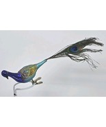 Vtg Old World Christmas Magnificent Peacock Clip-On Glass Ornament Real ... - $27.74 CAD
