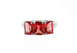 Garnet Engagement Band 3 Carat Garnet Wedding Ring 925 Silver Swiss Red ... - £35.55 GBP