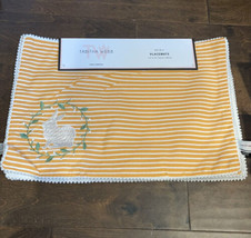 Tabitha Webb Anthropologie Easter Bunny Embroidered Placemats Orange Striped - £27.49 GBP