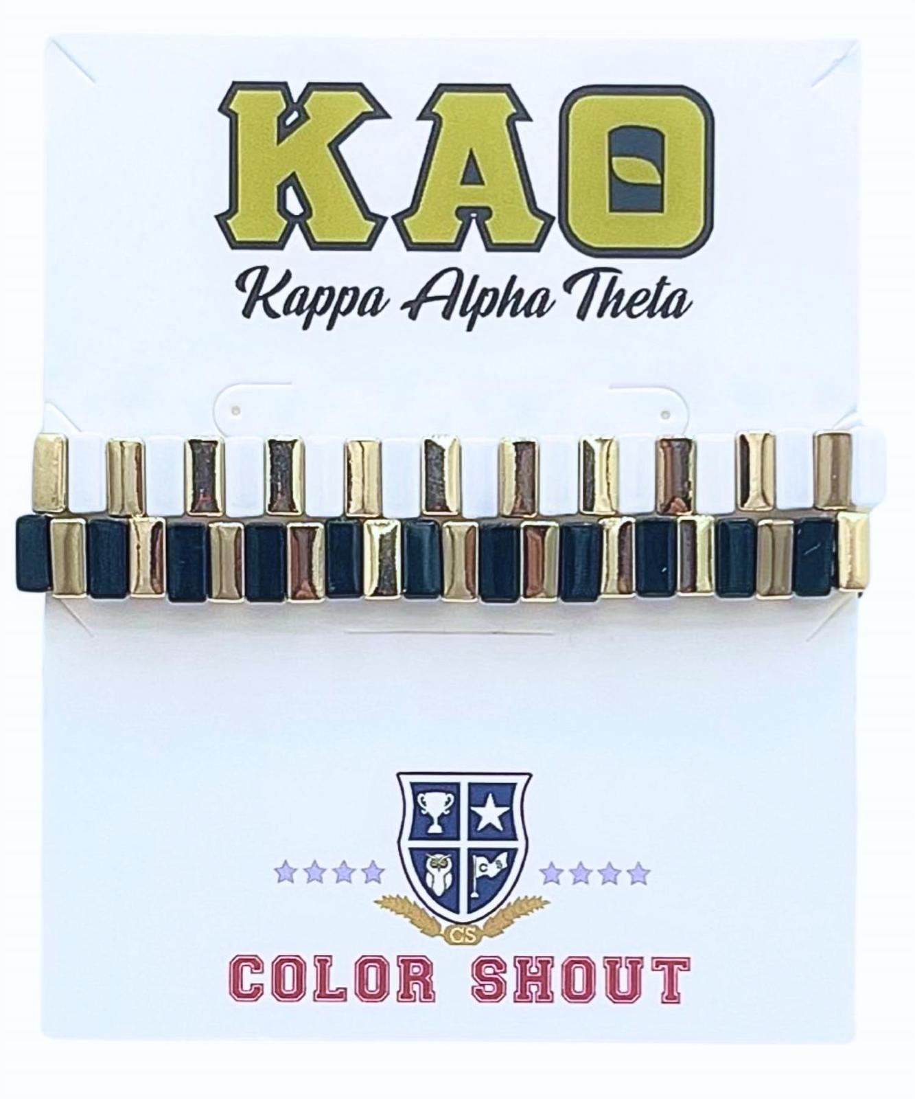Color Shout unisex - kappa alpha theta enamel tile double stack bracelet in