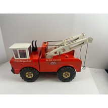 1970s Mighty Tonka Orange Wrecker Tow Truck Pressed Steel Double Boom - $135.99