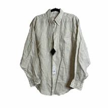 Brooks Brothers Irish Linen Shirt Mens L Green Stripe Long Sleeve Button Up NWT - £29.42 GBP