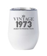 Vintage 1973 Wine Glass Tumbler With Lid 12oz Gift for Women, Men - 48 Y... - $22.72