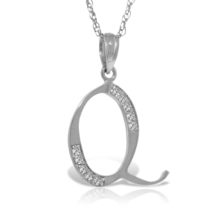 Initial &#39;Q&#39; Pendant Diamond Necklace Galaxy Gold GG 14K Solid White Gold... - £527.71 GBP