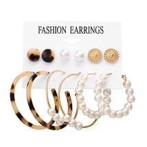 Vintage Pearl Drop Earrings Set For Women Girl New Brinco Large Round Circle Acr - £7.88 GBP