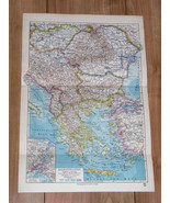 1928 VINTAGE MAP OF BALKANS ROMANIA YUGOSLAVIA SERBIA HUNGARY GREECE BUL... - £22.23 GBP