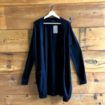 M - All Saints Black 100% Merino Wool Laced Sides Long Cardigan Sweater ... - $48.00