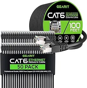 GearIT 50Pack 2ft Cat6 Ethernet Cable &amp; 100ft Cat6 Cable - £183.54 GBP