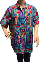 Vintage K Arnold Multicolor Geometric Abstract Button Up Shirt Blouse Large - £11.78 GBP