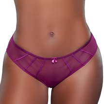 Strappy Mesh Bikini Panty Striped Sheer Bow Stretch Lined Crotch Purple ... - $12.99