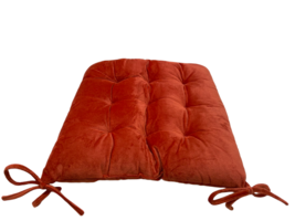 Wonder Miracle Chair Pad Set (4) 16&quot; x 16&quot; Velvet Carrot Orange with Ties - £25.26 GBP