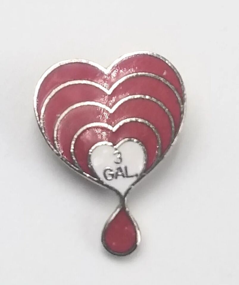 Red Heart United Blood Services Donor 3 Gallon Donation Lapel Pin Brooch - $9.99