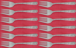 Repousse By Kirk Sterling Silver Salad Fork Set 12 pieces 6 1/4" - €1.027,48 EUR