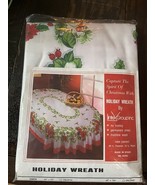 NOS Vintage LINTEX Tablecloth Christmas Holiday Wreath Oblong Oval 63x86... - $526.49 MXN