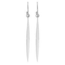 Sleek and Modern Chic Long Sterling Silver Dangle Earrings - £9.49 GBP