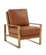 LeisureMod Jefferson Modern Leather Accent Armchair with Elegant Gold Fr... - $894.74