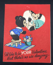 Mechanical Black Bears Climbing Ladder Anthropomorphic Valentine Greeting Card - £11.21 GBP