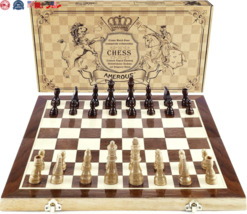 15&quot; x 15&quot; Wooden Chess Set Magnetic, Foldable Board Game with Storage New - $44.47
