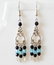 Blue &amp; Black chandelier earring - £11.05 GBP