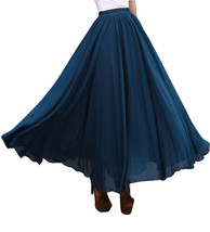 Teal Blue Long Chiffon Skirt Outfit Women Plus Size Chiffon Beach Skirt image 1