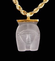 Vintage Cleopatra necklace - fine silver - 20&quot; chain - Egyptian signed pendant  - £131.58 GBP