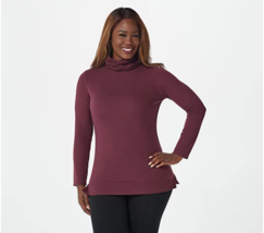Lisa Rinna Collection Turtle Neck Long Sleeve Semi Fit Top (Sangria, M) A389297 - £15.13 GBP