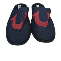Mens True Religion Bedroom House Slippers Denim Red Logo Large 11-12 - $12.62
