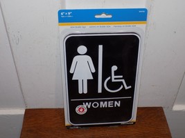 Vintage 6” x 9” Plastic Raised Letter Braille Women Handicap Bathroom Sign - $276.80 MXN