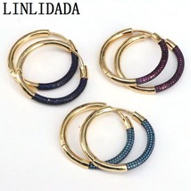 Ew fashion gold color cubic zircon big hoop earrings colorful cz micro paved for female thumb200