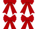 4 Pack Red Christmas Wreath Bows 18 X 12 Inches Christmas Bows Decoratio... - $27.99