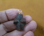 (CR501-43) 13/16&quot; oiled Fairy Stone Pendant CHRISTIAN CROSS Staurolite C... - $26.17