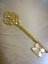 2 Skeleton Key Pendants Shiny Gold 68mm Big Keys Large Keys Wedding Keys - £1.27 GBP