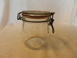 4.75&quot; Tall Hard Clear Glass Canister With Locking Handle, Hermetic Seal ... - $35.00