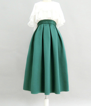 Emerald Green A-line Midi Skirt Outfit Women Custom Plus Size Pleated Skirt image 2