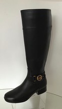 NEW MICHAEL KORS Black Leather Gold Logo Side Zip Tall Boots (Size 5.5 M) - $325 - £96.47 GBP