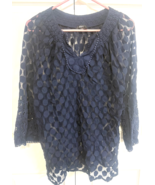 Alfani Dark Blue SHEER XL Long Sleeve Womens V Neck Pull Over Shirt Top ... - $16.37 CAD