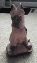 Super Cute Vintage Chalkware Pink Carnival Prize Boxer Dog Figurine 6&quot; Tall - £26.90 GBP