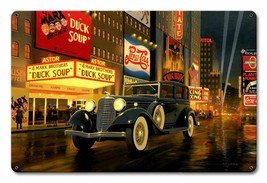 1933 Lincoln Let&#39;s Go See Duck Soup Stan Stokes Metal Sign - £23.68 GBP