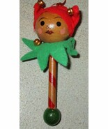 Vintage Wood Jester Christmas Ornament 5.25&quot; Handmade Holiday Joker - $16.81 CAD